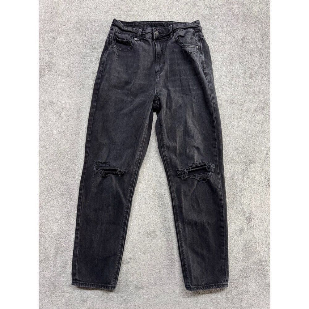 American Eagle Mom Straight Jean Womens SIze 2 Black Comfort Stretch Waistband